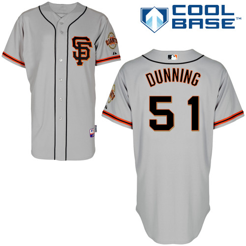 Jake Dunning #51 MLB Jersey-San Francisco Giants Men's Authentic Road 2 Gray Cool Base Baseball Jersey
